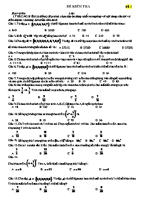 Đề kiểm tra 1 tiết Chương II - Đại số lớp 11